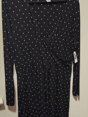 Old Navy Black Dress with Cream Polka Dots